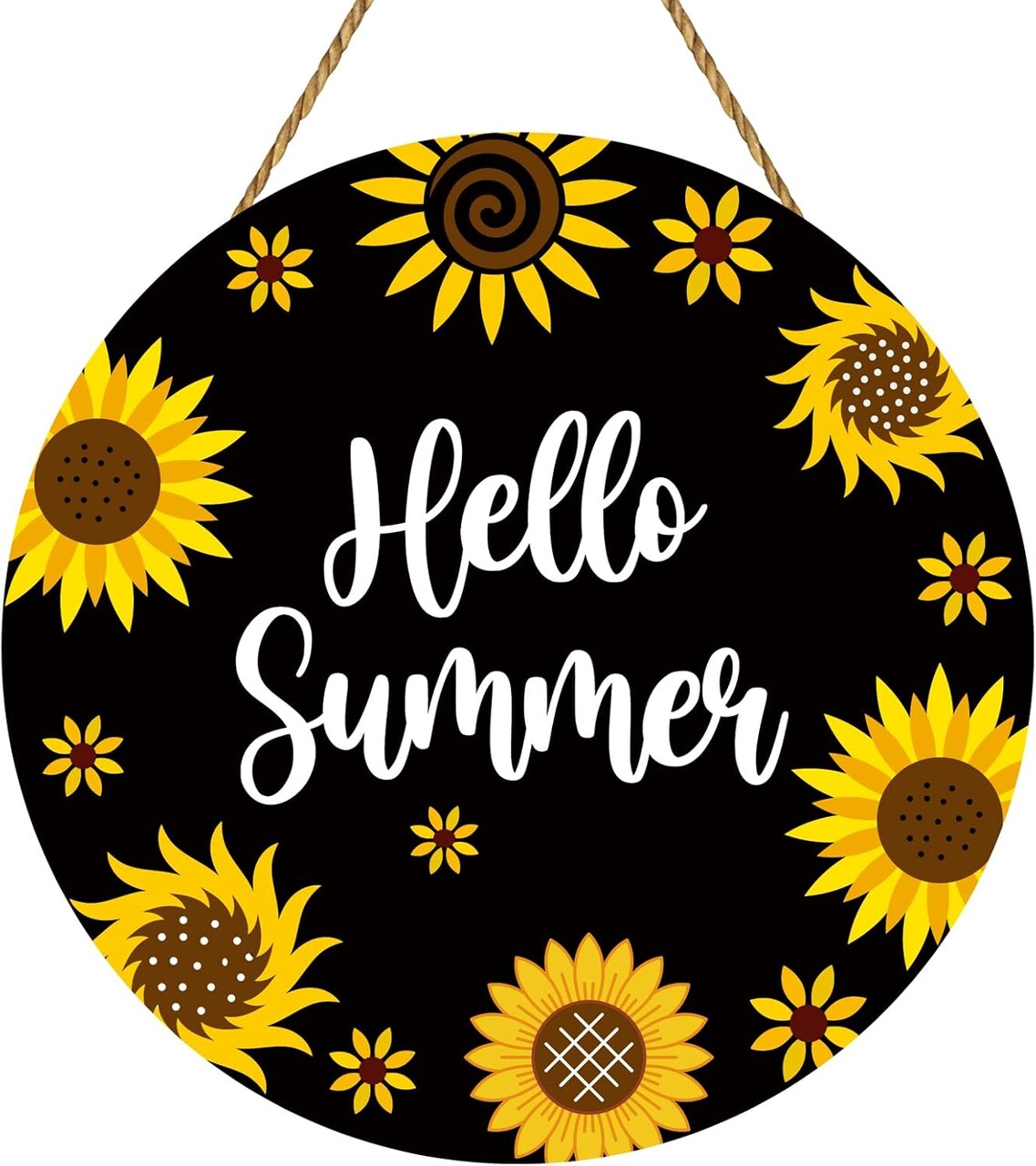 Summer Sunflower Wreath Hanging Plaque Wooden Front Door Hanger Door Sign for Office Wall Indoor Home Decorations